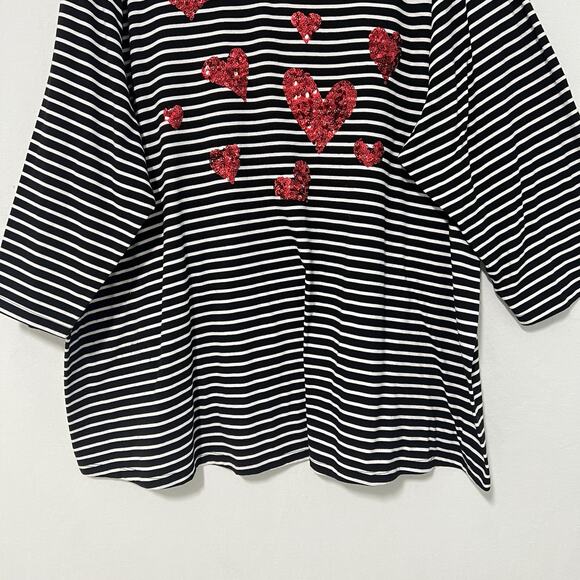 Catherines 4XL Plus Size Top Tunic Striped Heart Sequin Embellished Comfy Casual - Picture 4 of 11